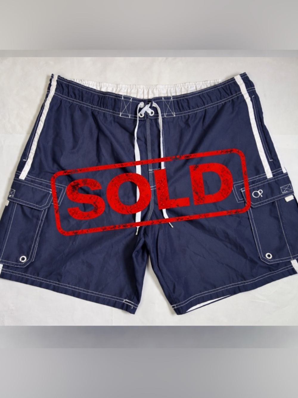 OP Ocean Pacific Board Shorts Mens XL 40-42 Navy Swim Trunks Cargo Surf Beach